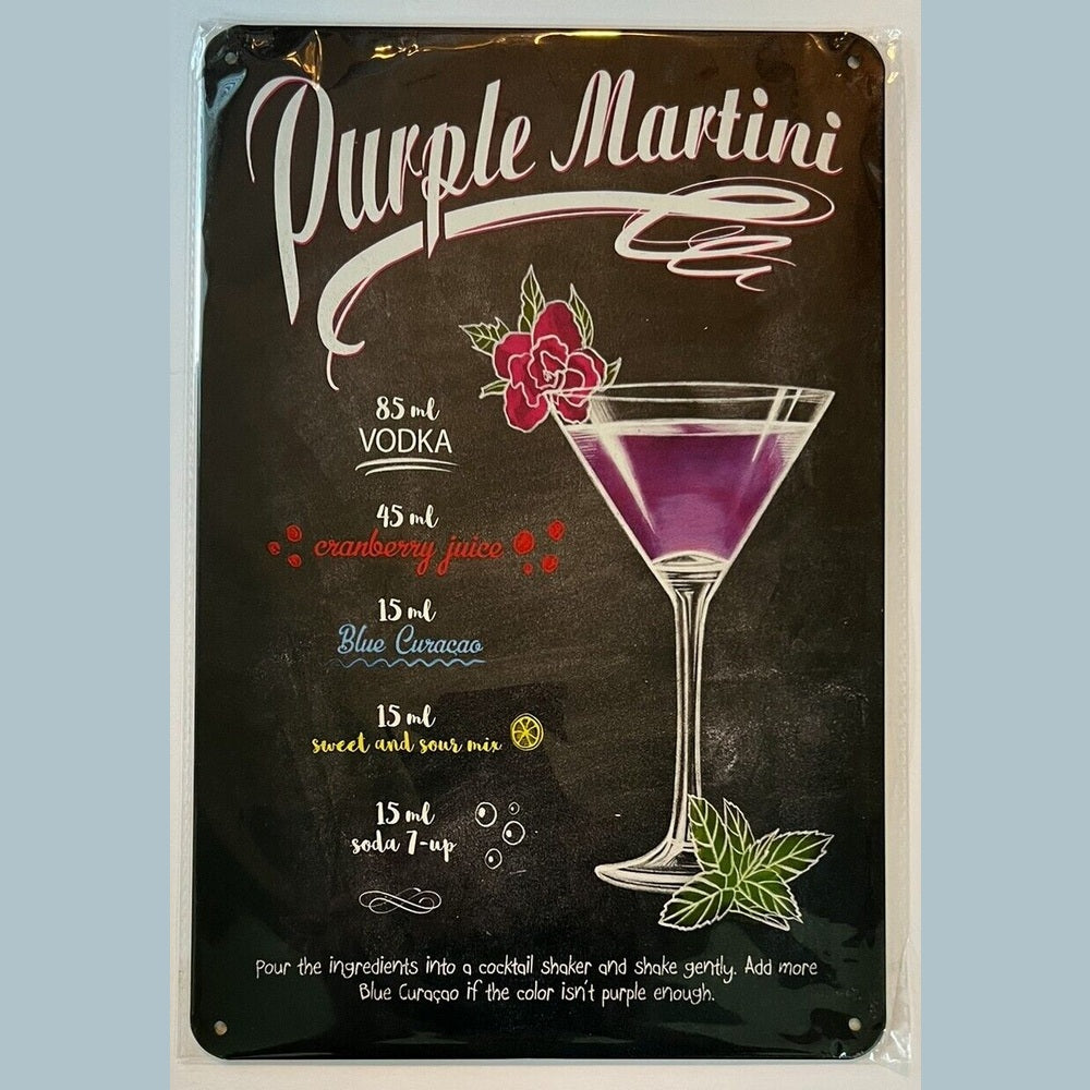 Purple Martini Cocktail and Drink Mix Recipe Collection 12" x 8" Wall Art Home & Garden:Home Décor:Plaques & Signs Style Your Walls